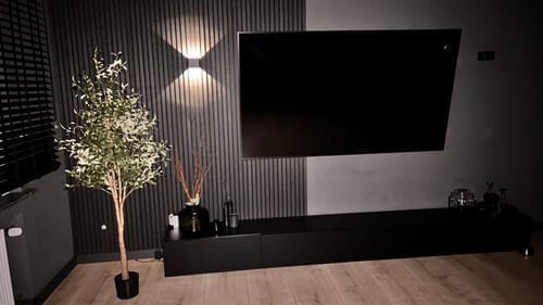 Customer photo review of Wooden Wall Panel | Natural Oak Grey Felt | Premium 3-sided Wood Veneer