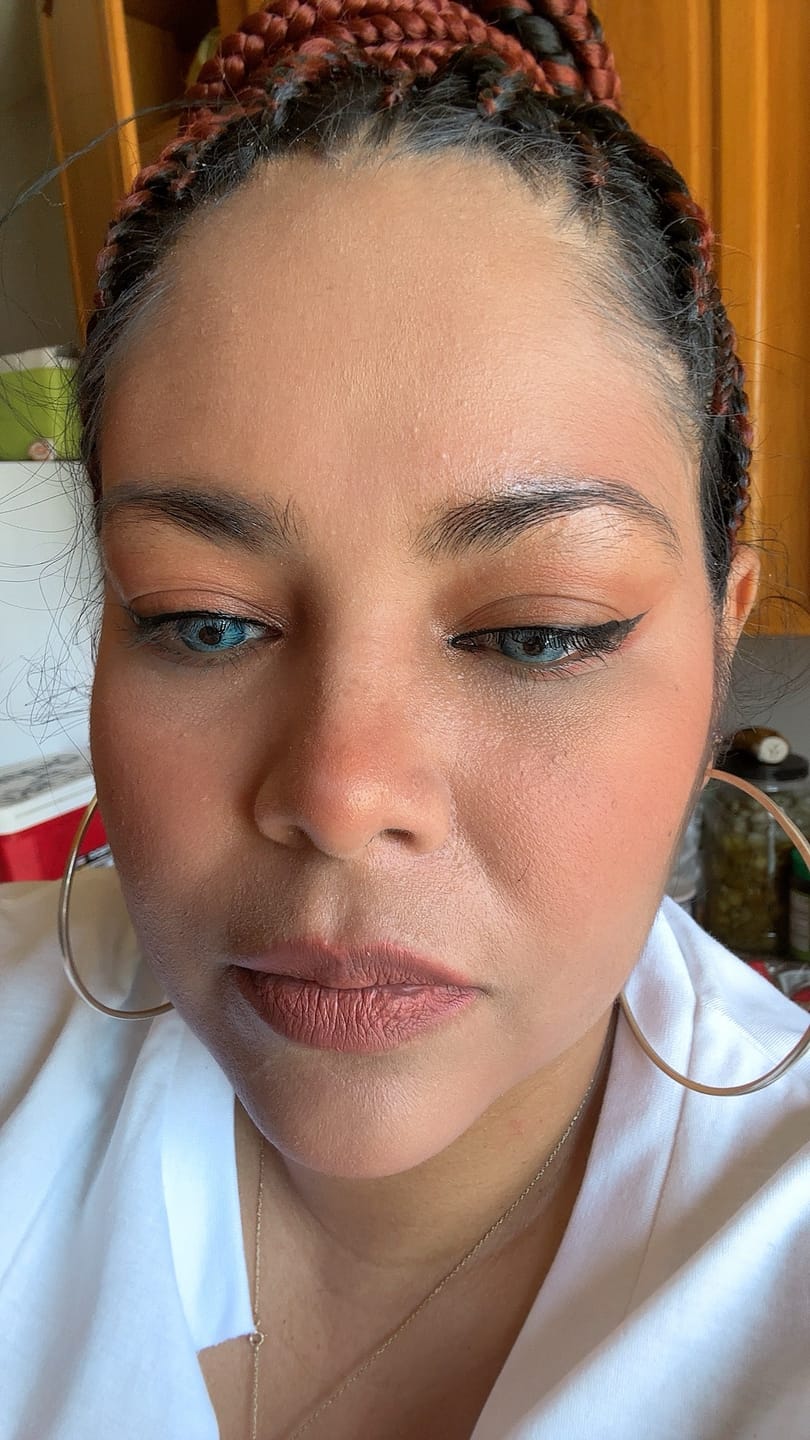 Customer photo review of Amazonia Antarctic Blue Prescription Colored Contact Lenses
