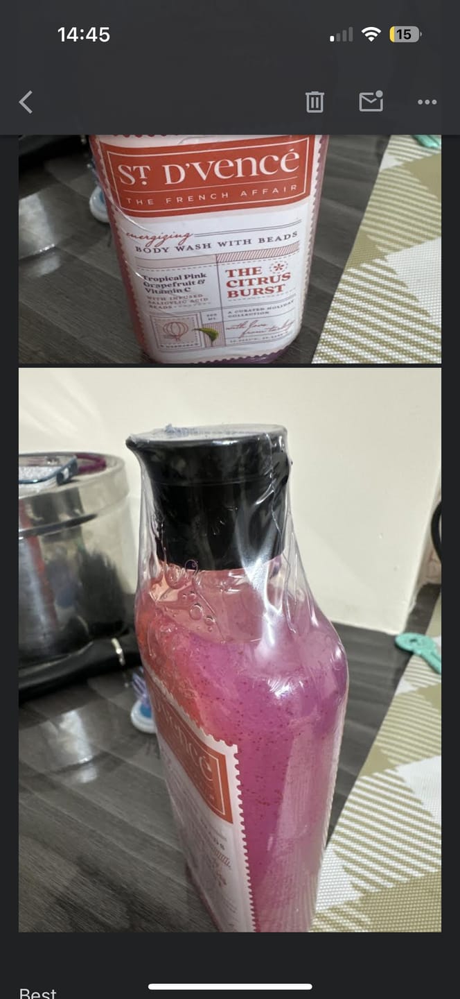 Customer photo review of Bliss Berry - Strawberry & Shea Butter Body Wash with Salicylic Acid, 300 ml
