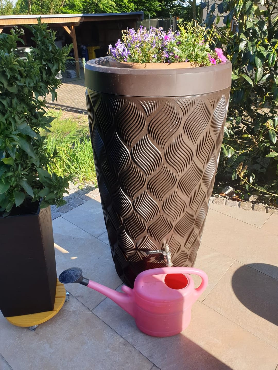 Customer photo review of YourCasa Regentonne 240 Liter [Seabreeze Flower] - Nachhaltige Bewässerung im Garten