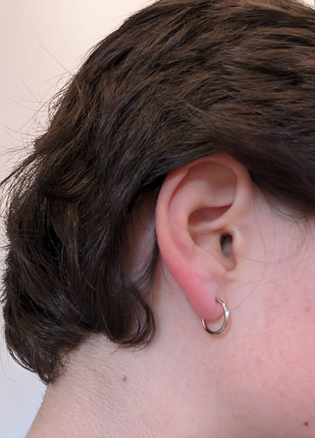 Customer photo review of Tiny Hoop Clip On Earrings in Silver