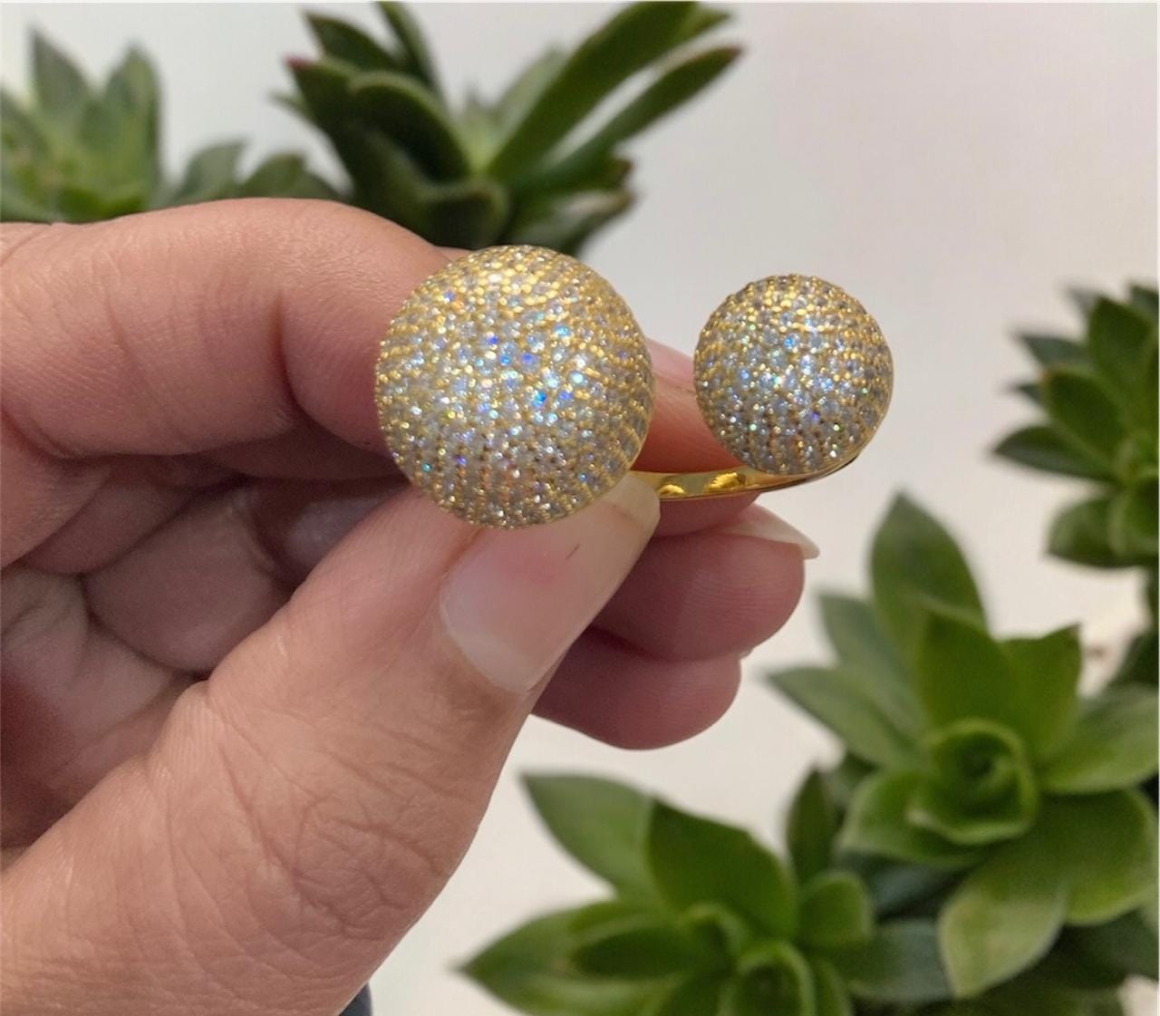 Customer photo review of Dazzle Sonata Gold Plated Silver Ring