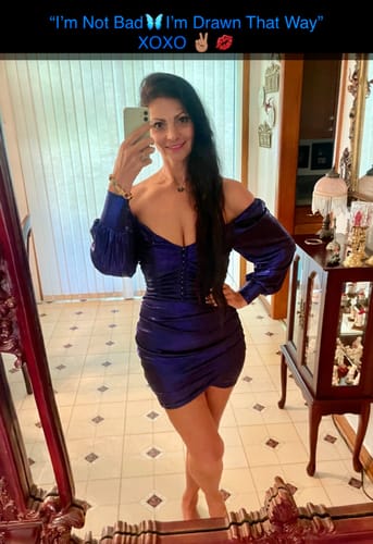 Customer photo review of Julia Blue Shine Metallic Ruched Dress