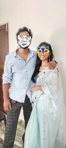 Customer photo review of Light Blue Sequins Embroidered Chiffon Saree