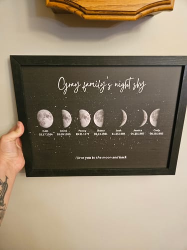 Customer photo review of Personalized Moon Phase Print with your Birth Moon | Unique Mother's Day Gift 2024