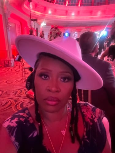 Customer photo review of Atlanta Wide Brim Fedora - White