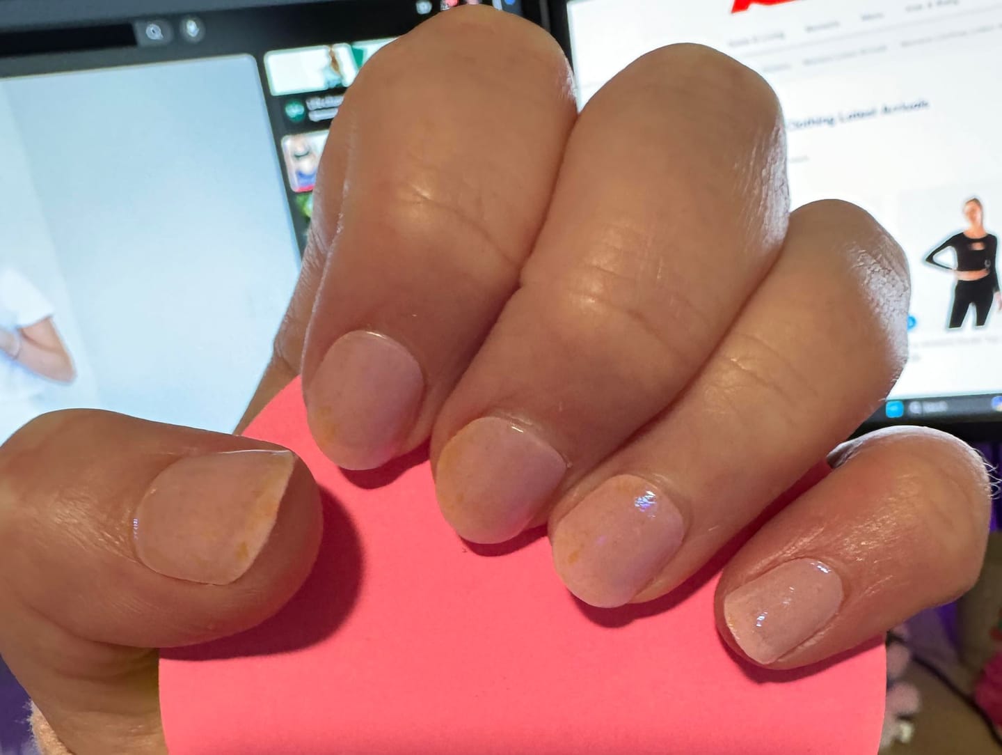Customer photo review of Pink Bunny Speckles DIY Semicured Gel Nail Sticker Kit