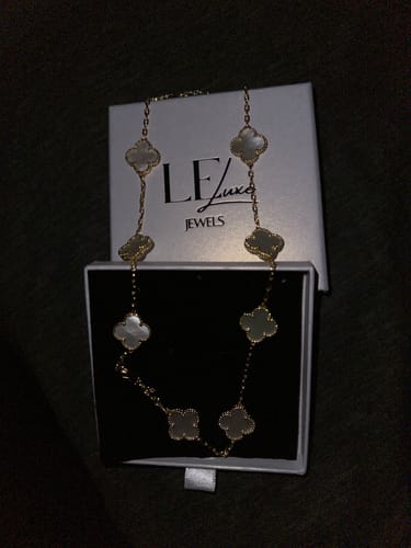 Customer photo review of Mirla Necklace — Gold + White