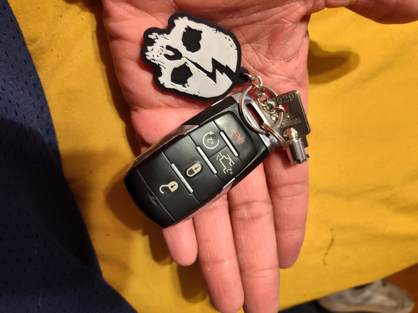 Customer photo review of Skull Logo Keychain