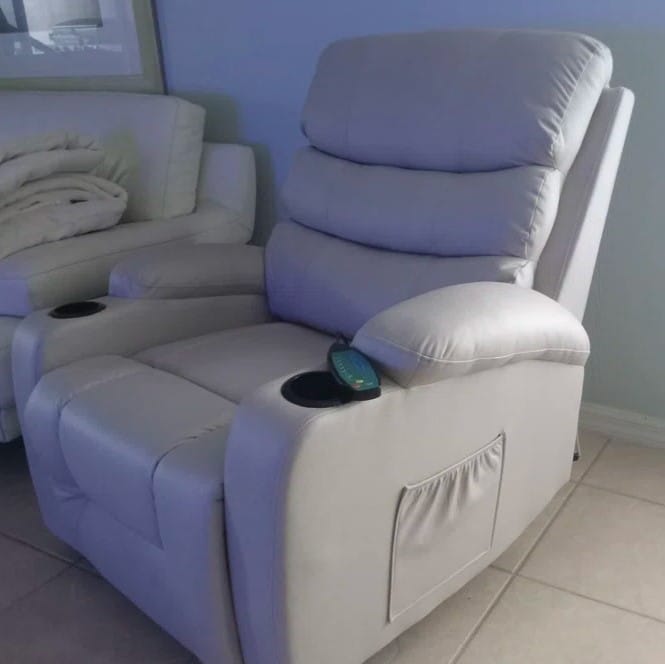 Customer photo review of Homrest Power Lift Chair Recliner for Elderly with Massage & Heat, Cup Holders & USB Port, Beige White