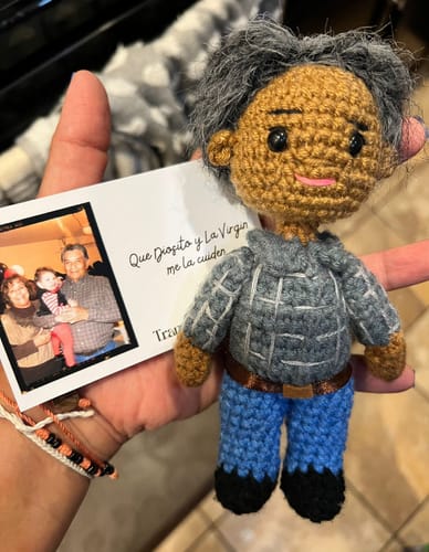 Customer photo review of Tranquil® - Personalized Crochet Doll with Photo Card