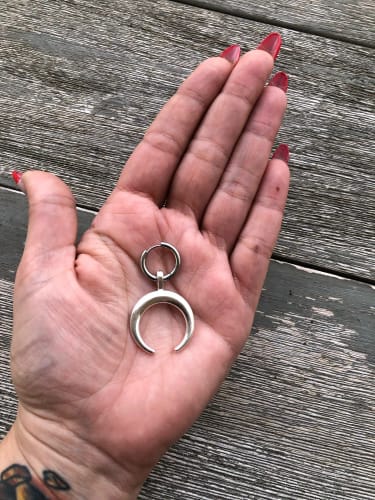 Customer photo review of Crescent Moon Earrings