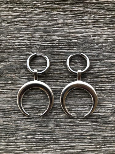 Customer photo review of Crescent Moon Earrings