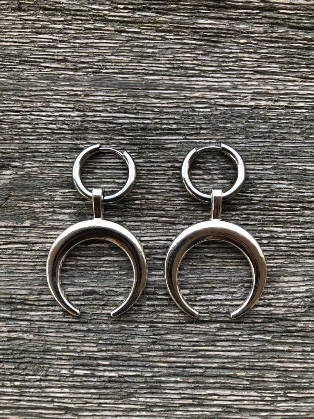 Customer photo review of Crescent Moon Earrings