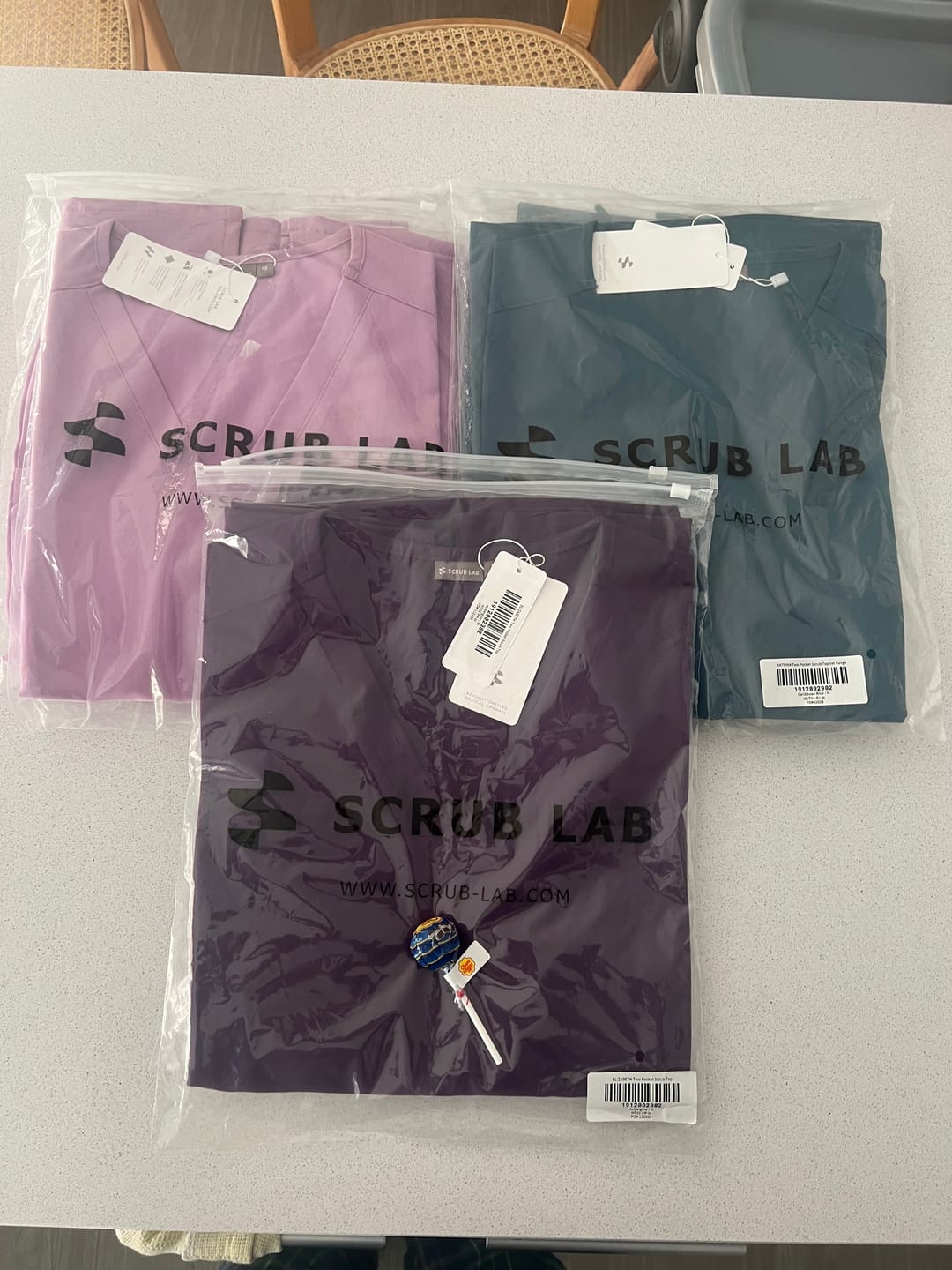 Customer photo review of LUCY Jogger Scrub Pants (Original SLTECH™ fabric) - Lavender Haze