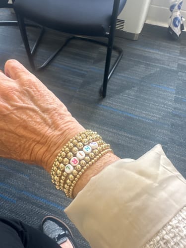 Customer photo review of custom fun juno bracelet four stack (3+4+5+6mm)