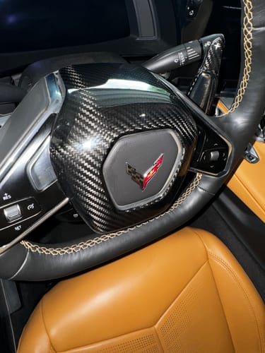Customer photo review of C8 2020+ Corvette Steering Wheel Carbon Fiber Airbag Cover