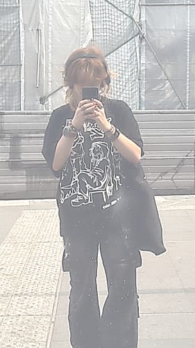 Customer photo review of NEV Cartoon Line Character Print Tee