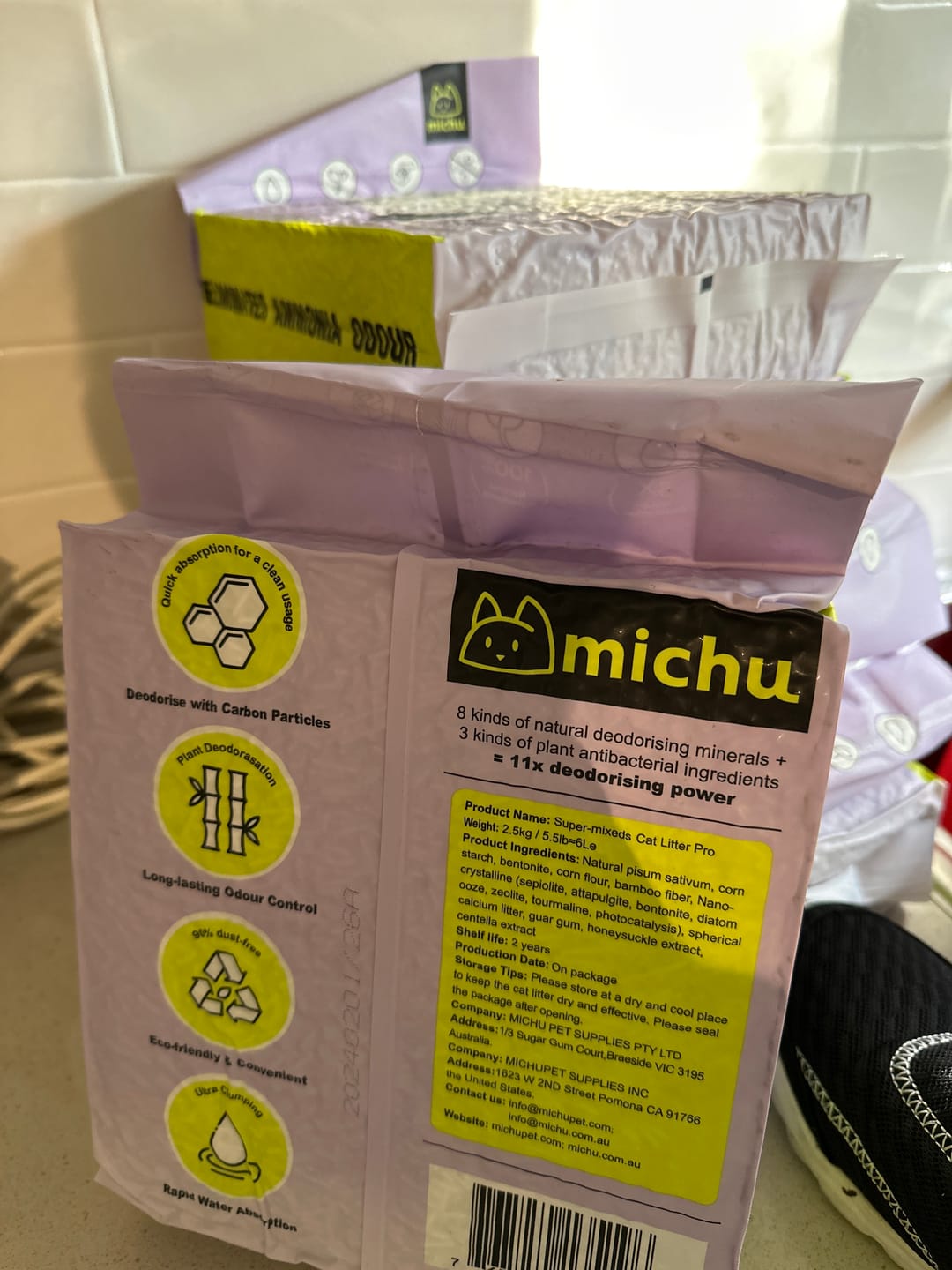 Customer photo review of Michu Premium Mixed Tofu Cat Litter Pro Gen2 6L- Superb in Flushable, Eco-Friendly & Odour-Control