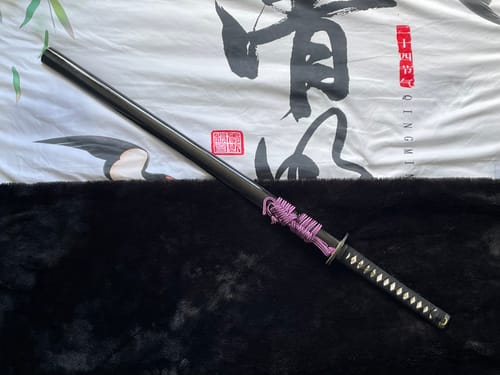 Customer photo review of Crane Tsuba Damascus Katana