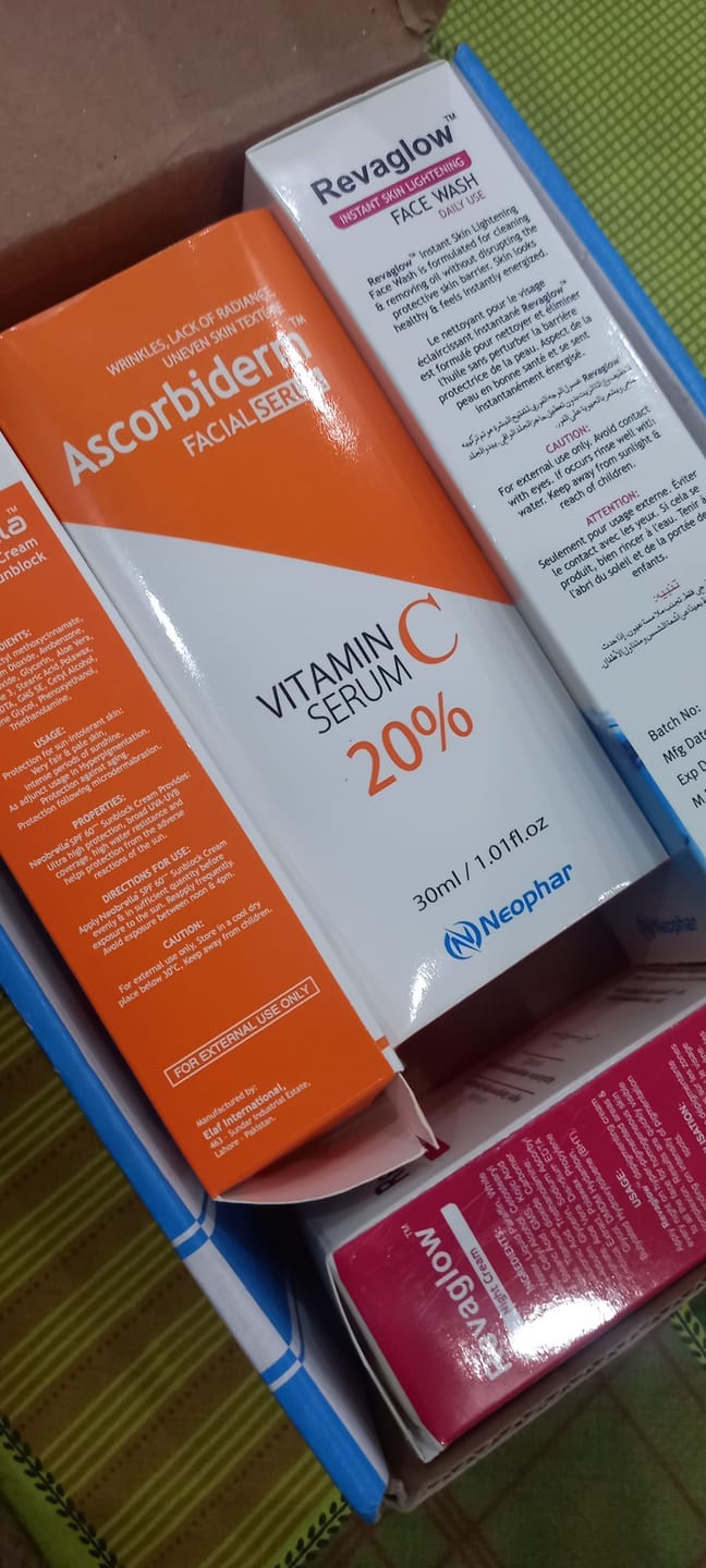 Customer photo review of Ascorbiderm Vitamin C Serum + Neobrella Sunblock Discount Bundle