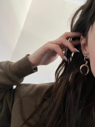 Customer photo review of Crescent Moon Earrings
