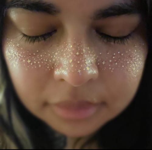 Customer photo review of Gold Stardust Speckles Makeup Patches - SHIPS MAY 17TH