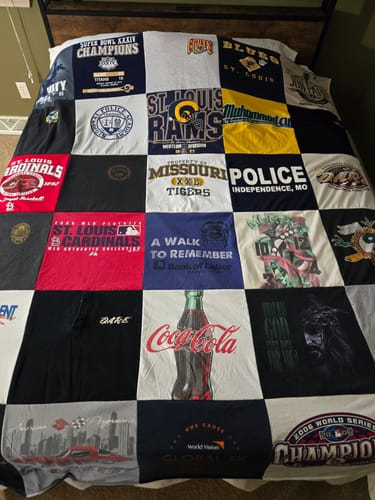 T-shirt quilt featuring st. louis rams by Deborah from MO