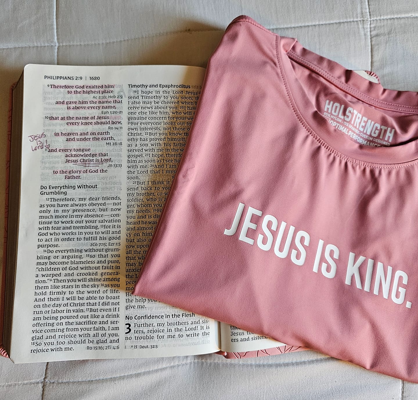 Customer photo review of Women's Jesus Is King Performance Tee