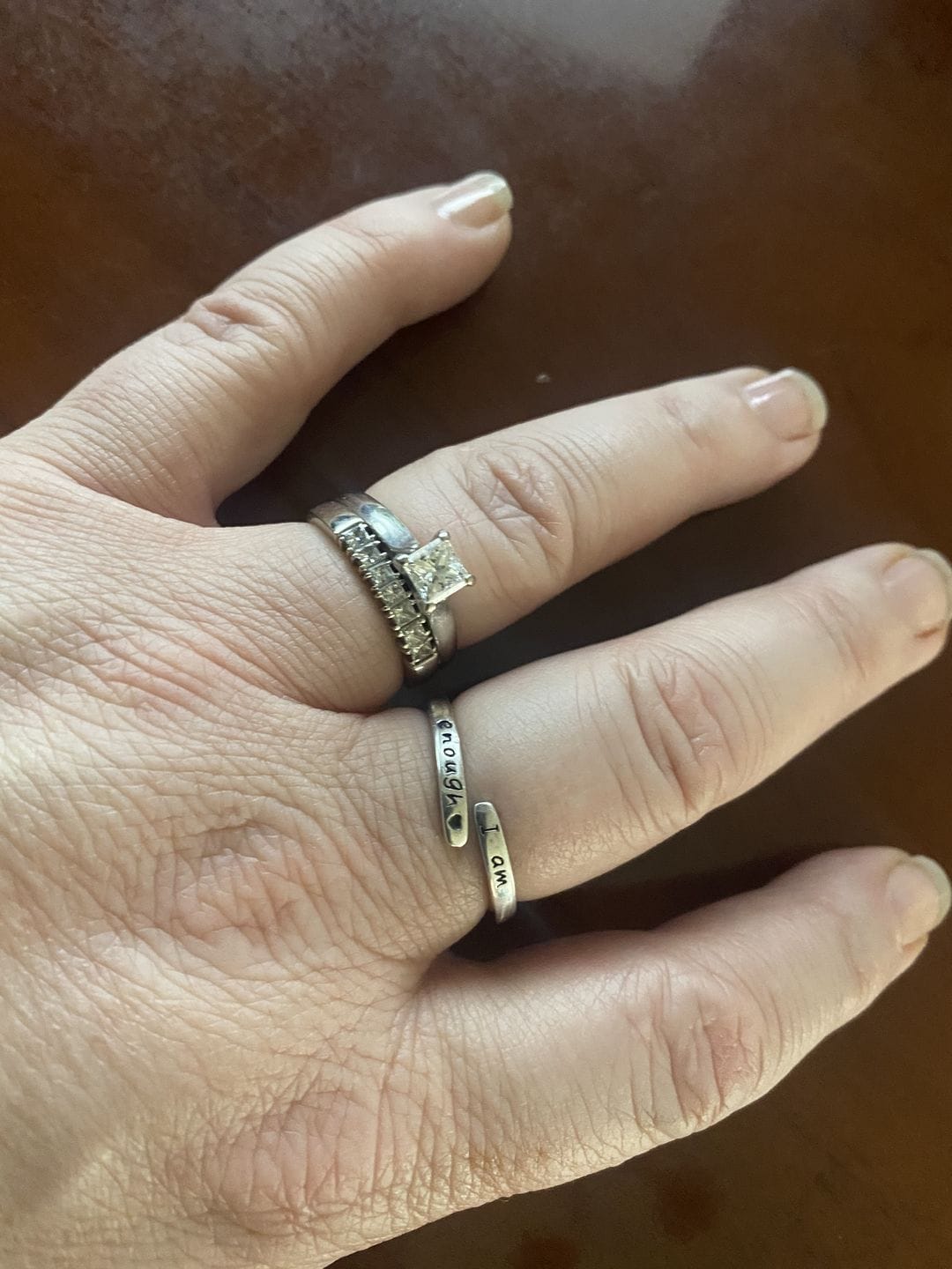 Customer photo review of 'I Am Enough' Adjustable Ring | 925 Sterling Silver