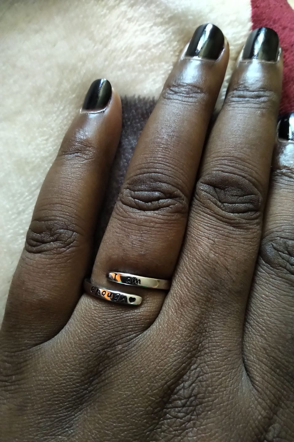 Customer photo review of 'I Am Enough' Adjustable Ring | 925 Sterling Silver