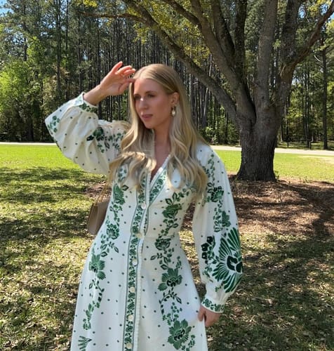 Customer photo review of Forest Soul Unique Print Button Down Long Sleeve Shirt Maxi Dress