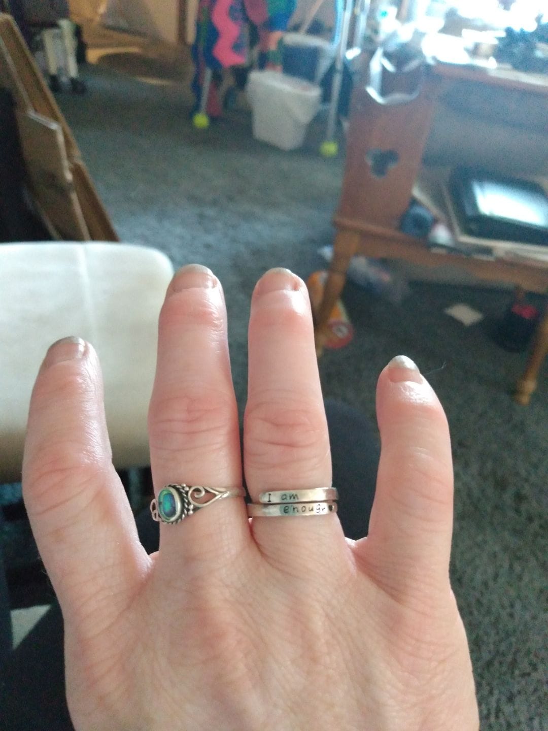 Customer photo review of 'I Am Enough' Adjustable Ring | 925 Sterling Silver