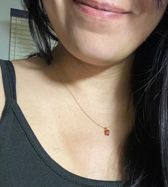 Customer photo review of Garnet Silver Necklace