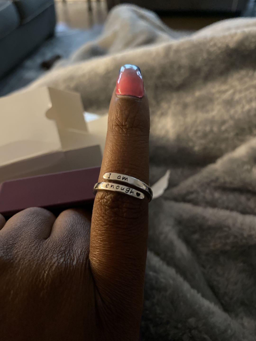 Customer photo review of 'I Am Enough' Adjustable Ring | 925 Sterling Silver
