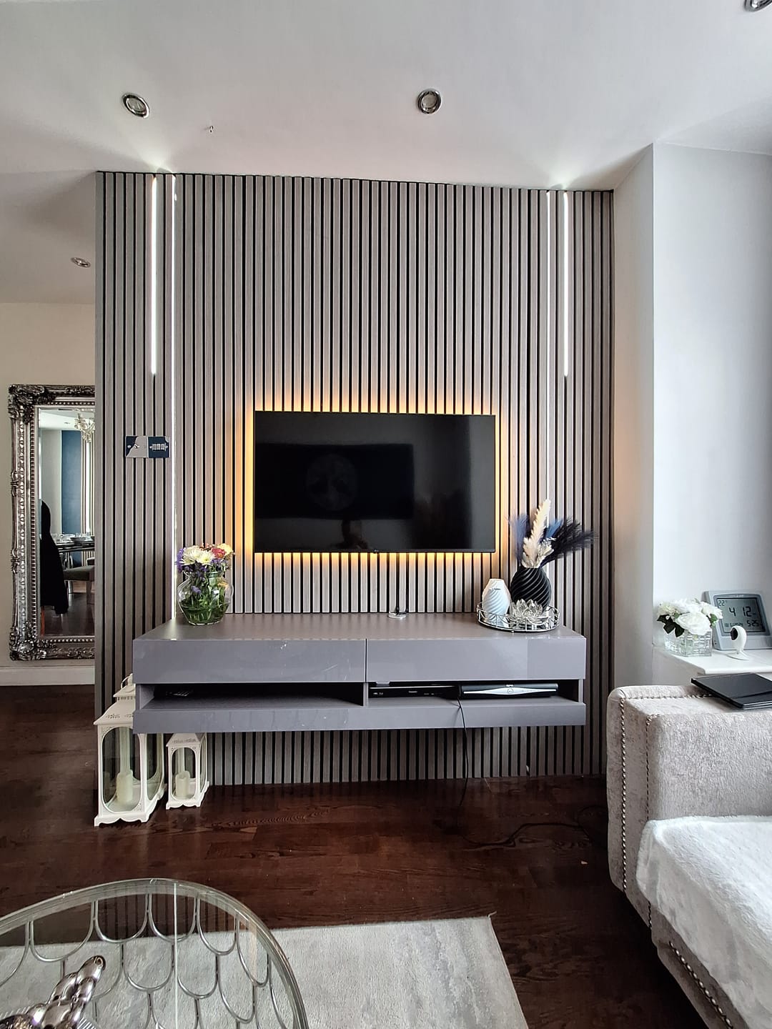 Customer photo review of Wooden Wall Panel | Grey Oak | Premium 3-sided Wood Veneer