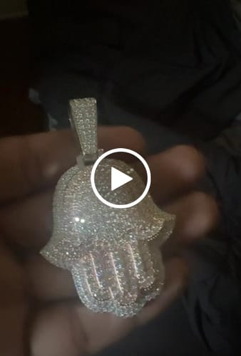 Customer video review of Moissanite Two Tone Hamsa Hand Pendant 14K Gold