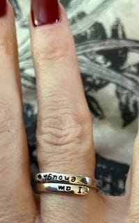 Customer photo review of 'I Am Enough' Adjustable Ring | 925 Sterling Silver