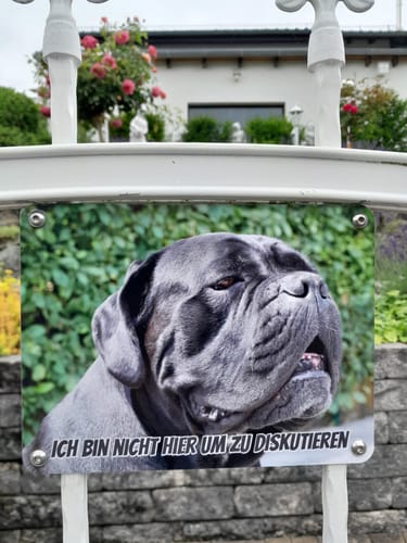 Customer photo review of Hunde-Türschild personalisiert mit Foto & Text (UV- und wetterfest)