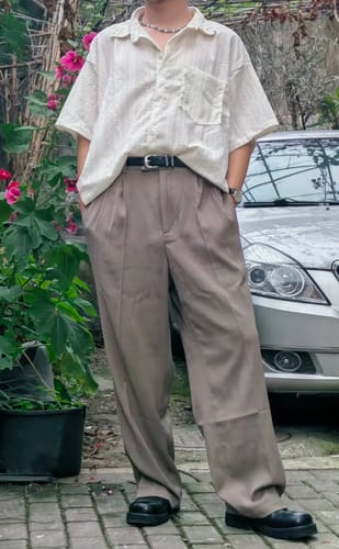 Customer photo review of MV Retro Japanese Half-Sleeved Linen Shirt