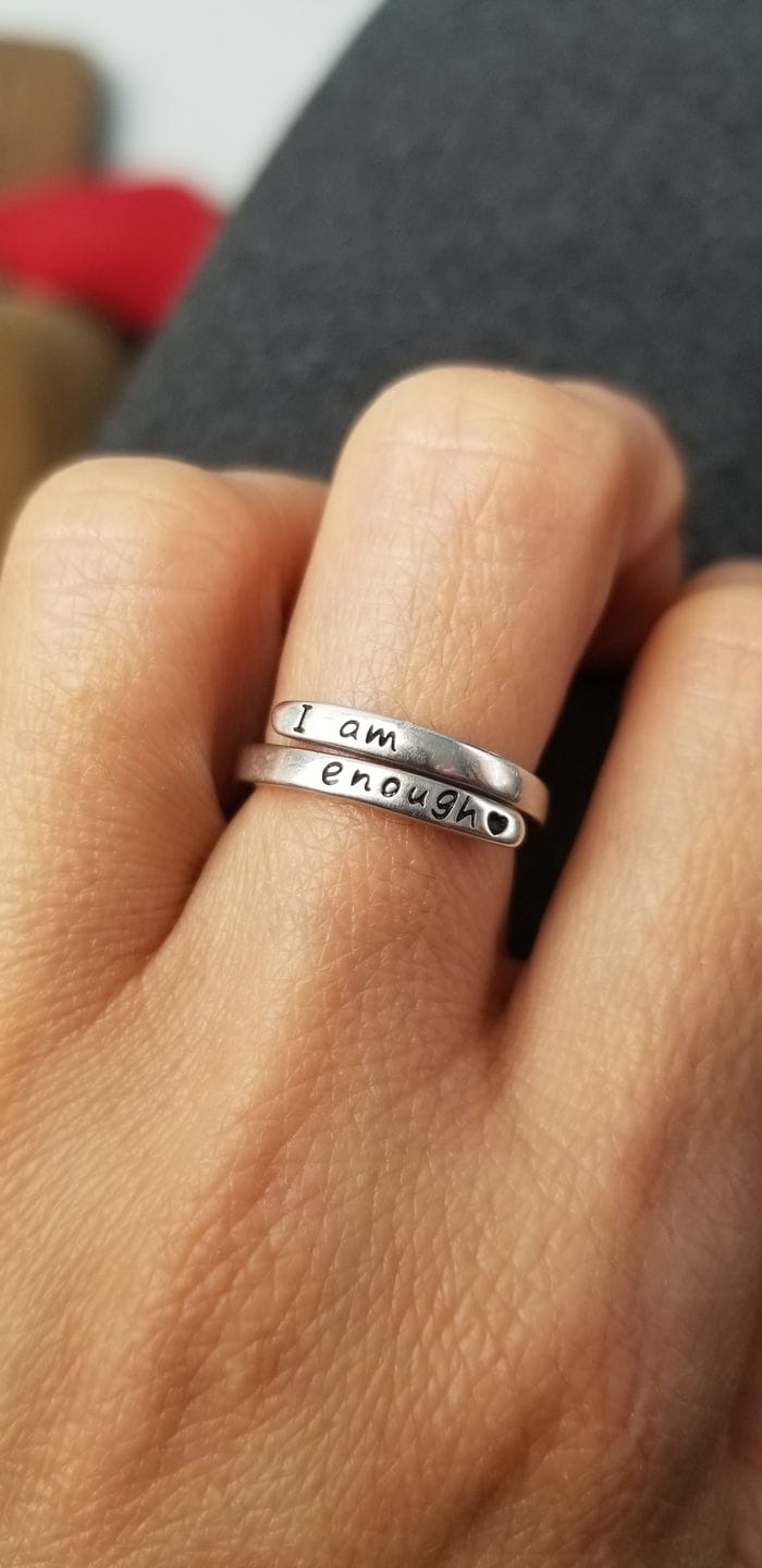 Customer photo review of 'I Am Enough' Adjustable Ring | 925 Sterling Silver