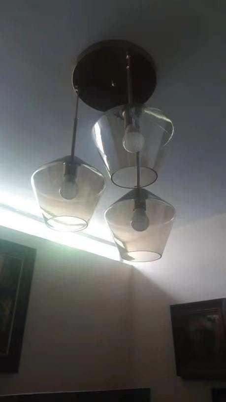 Customer photo review of Modern Minimalist Amber Glass Pendant Light