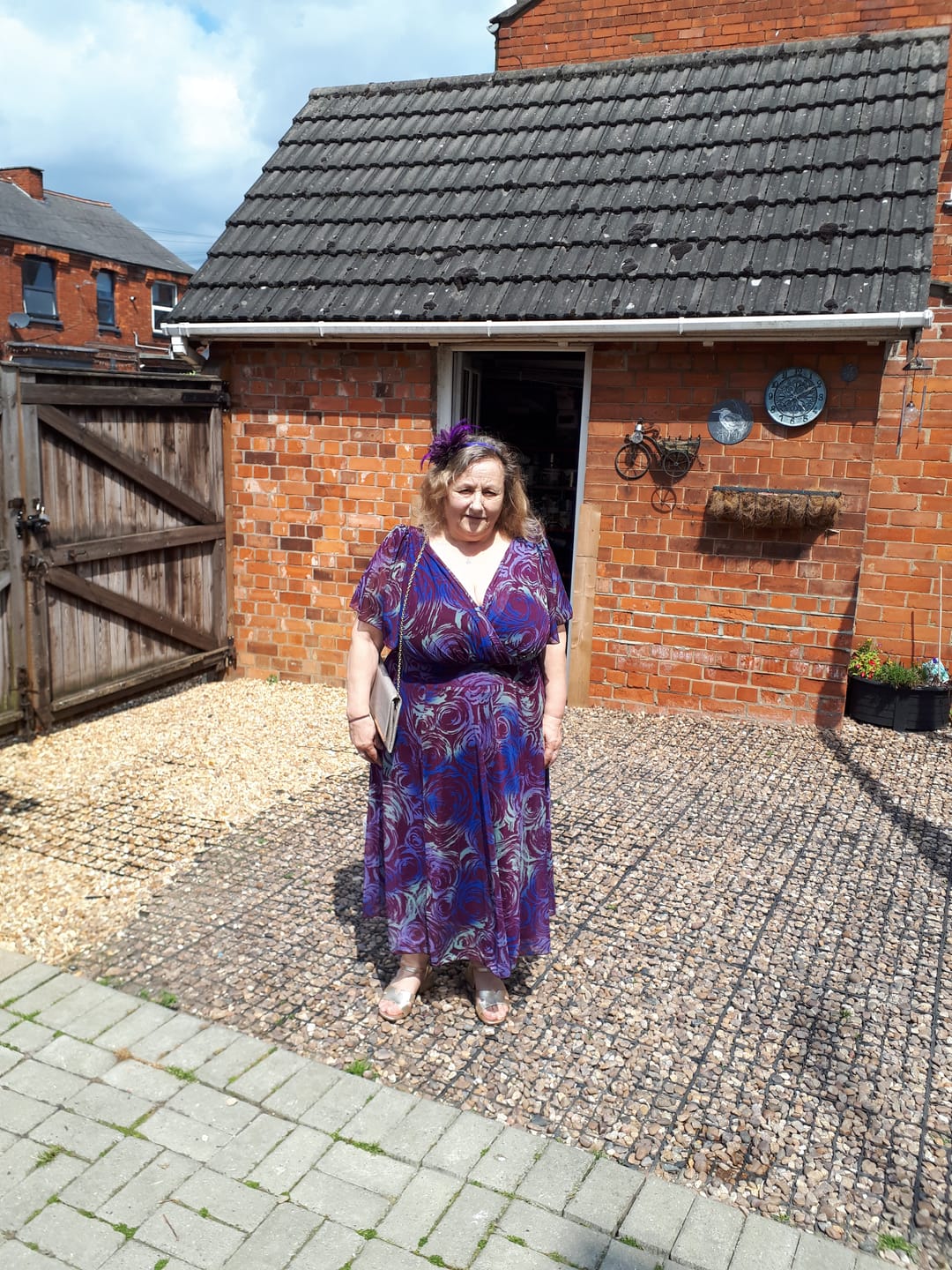 Customer photo review of Victoria Purple Blue Angel Sleeve Mesh Midi Dress