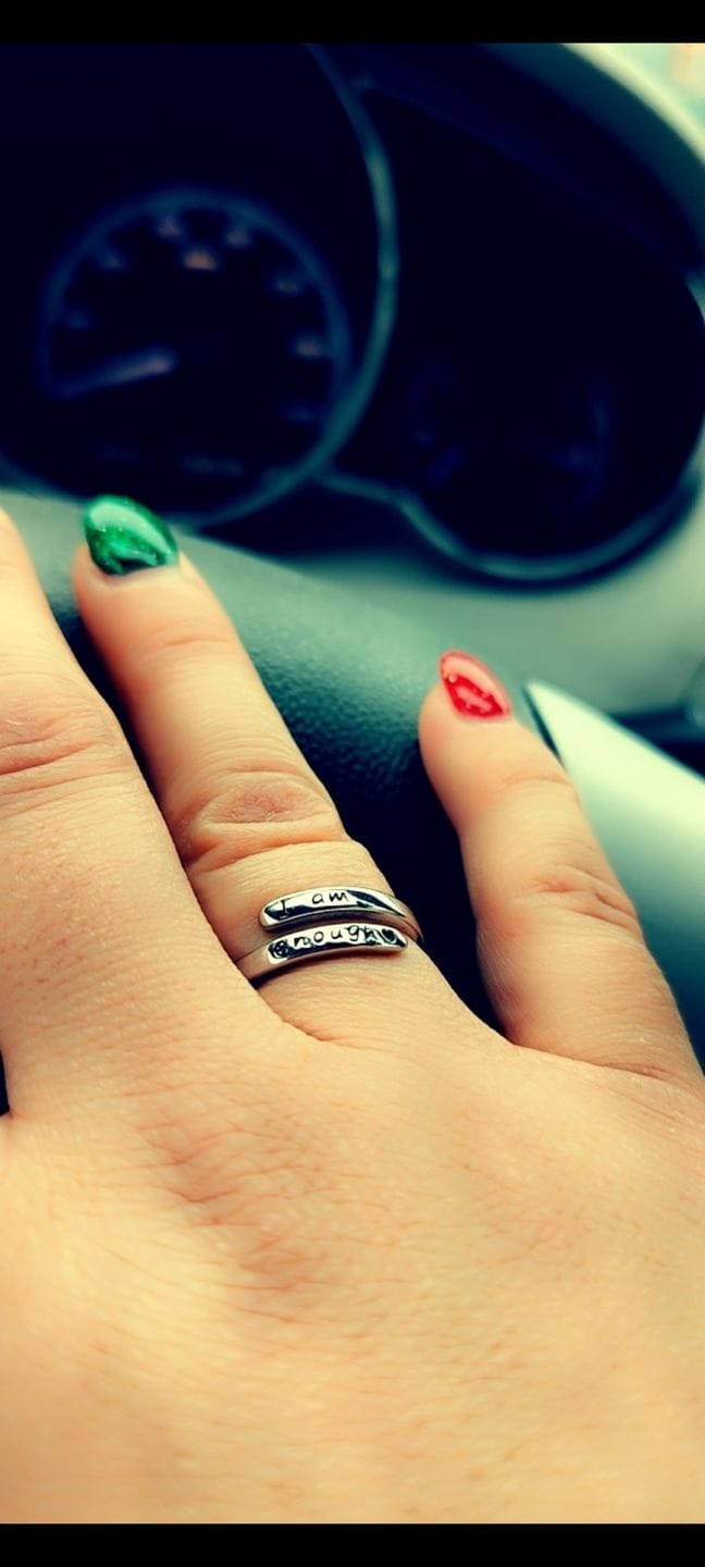 Customer photo review of 'I Am Enough' Adjustable Ring | 925 Sterling Silver