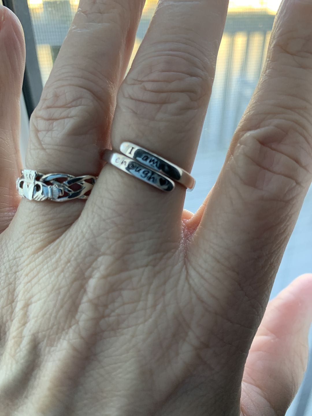 Customer photo review of 'I Am Enough' Adjustable Ring | 925 Sterling Silver