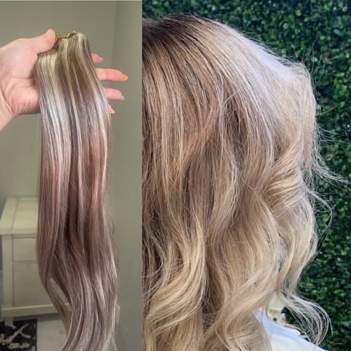 Customer photo review of Full Shine Sew In Hair Weft Bundles 100% Remy Human Hair Highlights (#P8/60)