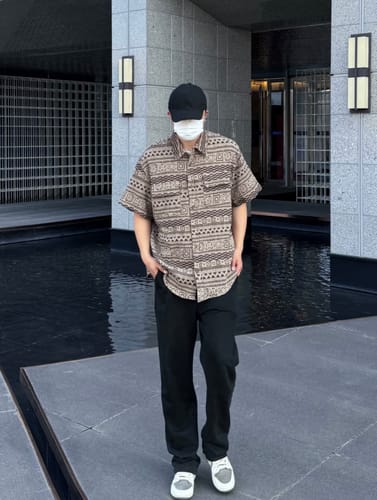 Customer photo review of MV Retro Ami Khaki Ethnic Shirt
