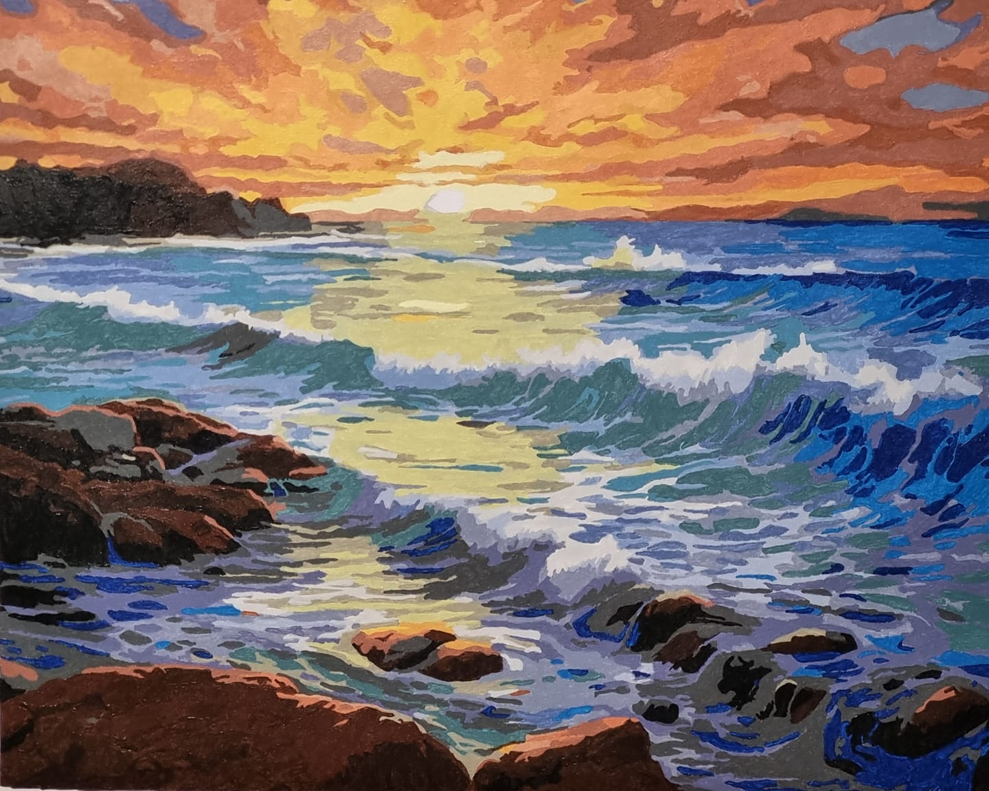 Customer photo review of Ocean Sunrise Painting - Paint by Numbers