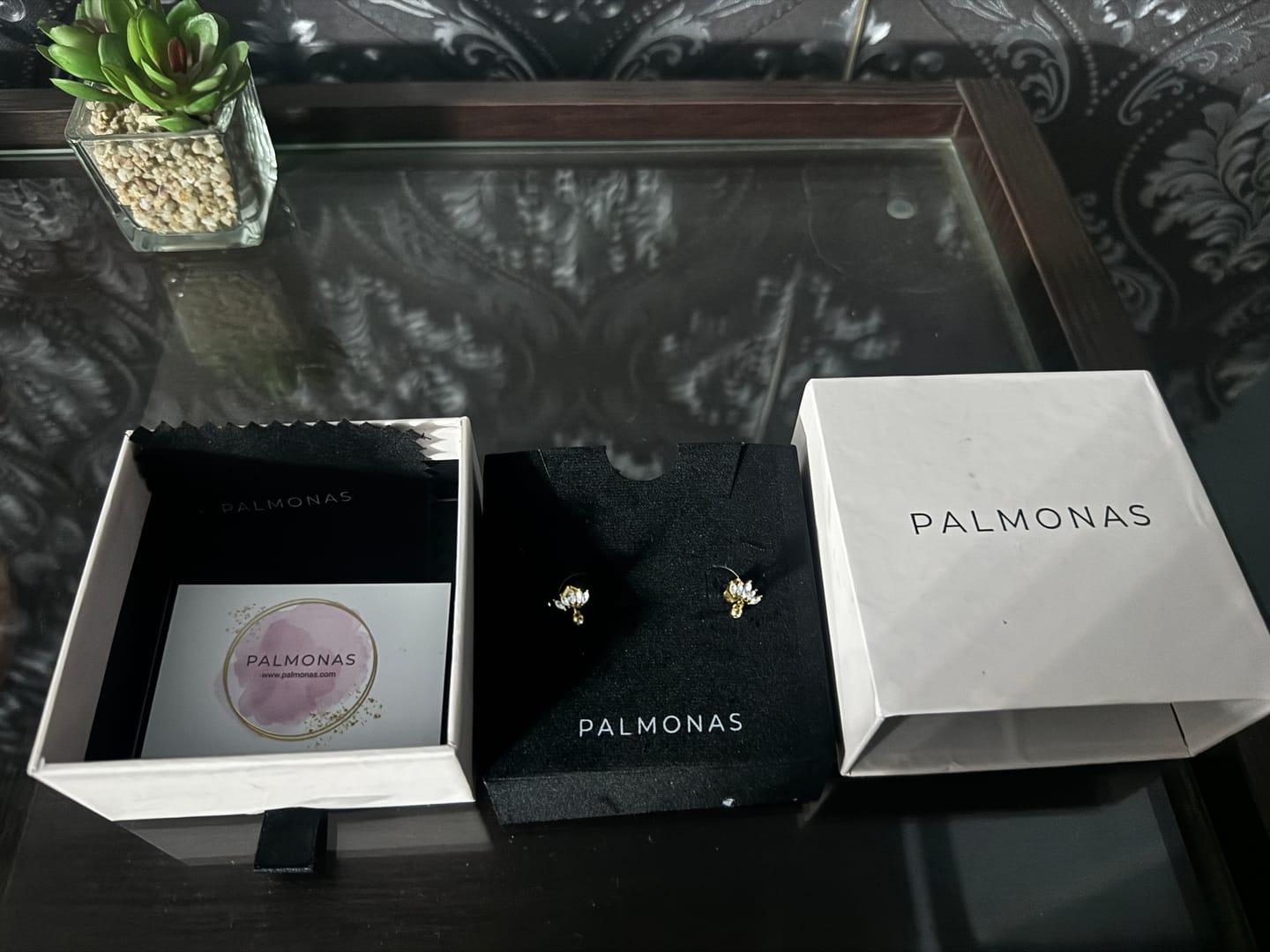 Customer photo review of Lotus Solitaire Earrings