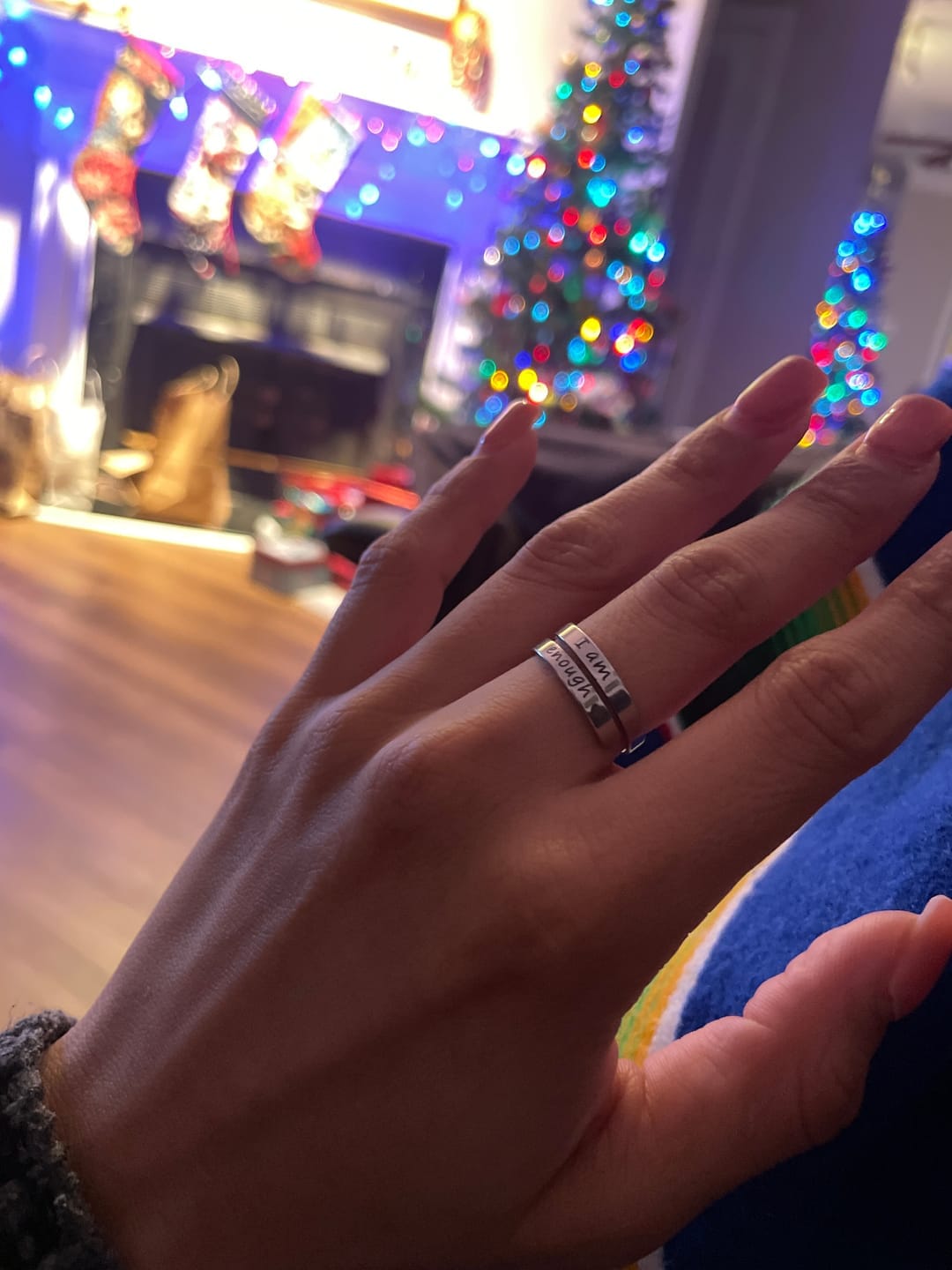 Customer photo review of 'I Am Enough' Adjustable Ring | 925 Sterling Silver
